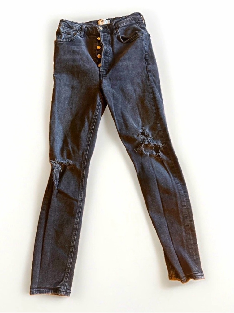 Agolde Black High-Rise Distressed Skinny Jeans